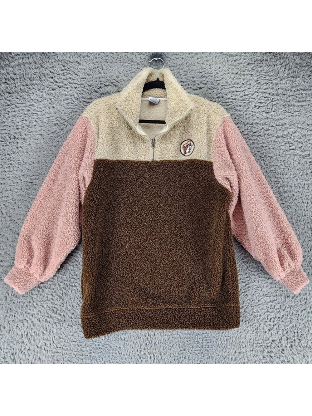 Bucees Sweater Womens Small Brown Fleece 1/4 Zip Pullover